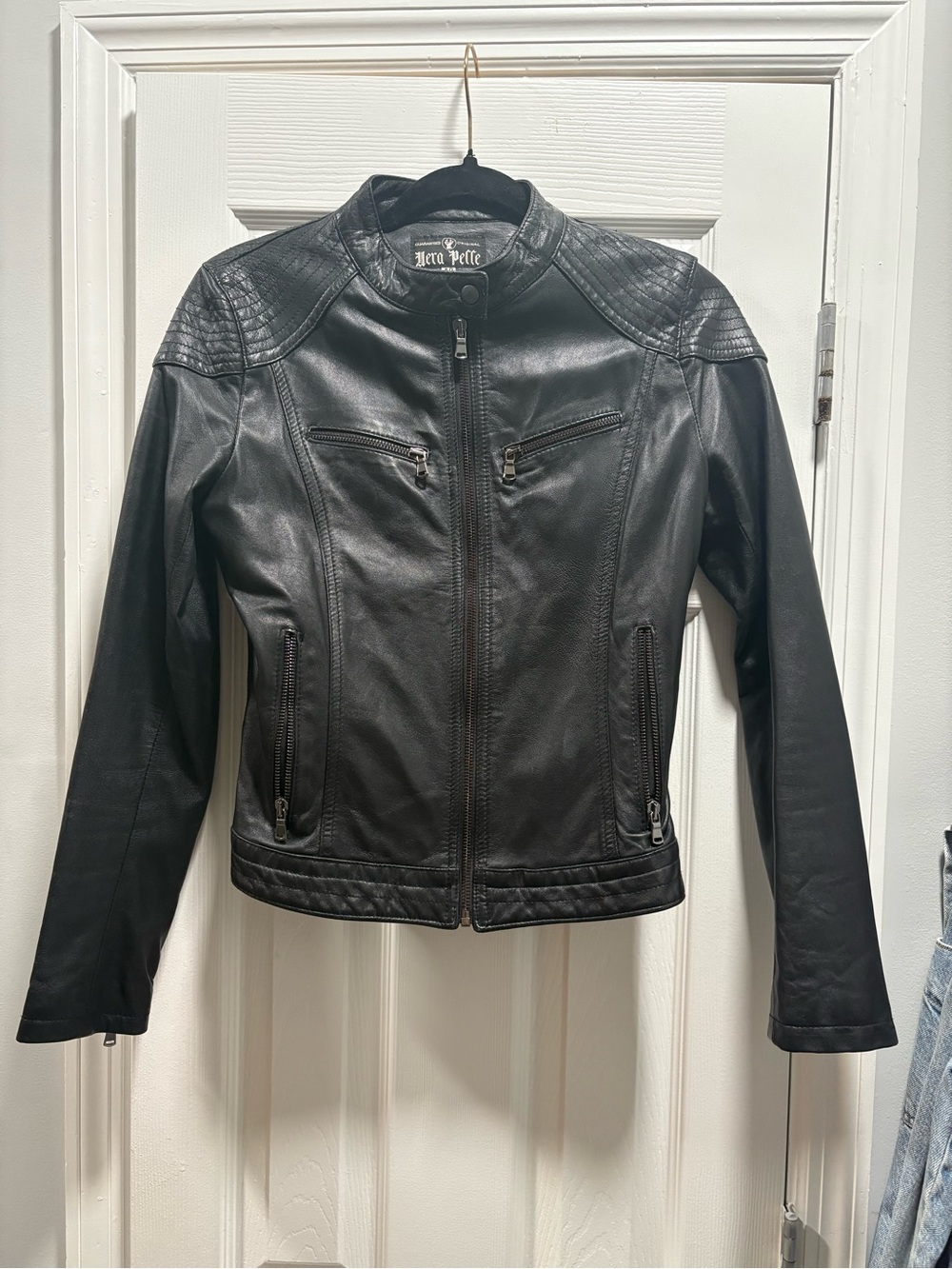 Women's Black Leather Moto Jacket